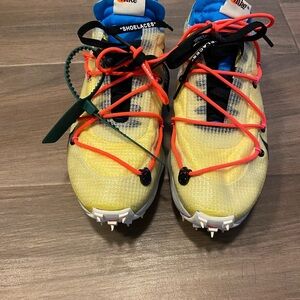 Nike X Off White Yellow and Red Athletic Sneakers